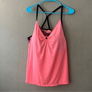 Zeroxposur Swim Tankini Top XXL (16) Sz 2 in 1 Swimsuit Layer Pink Bra Loose Fit